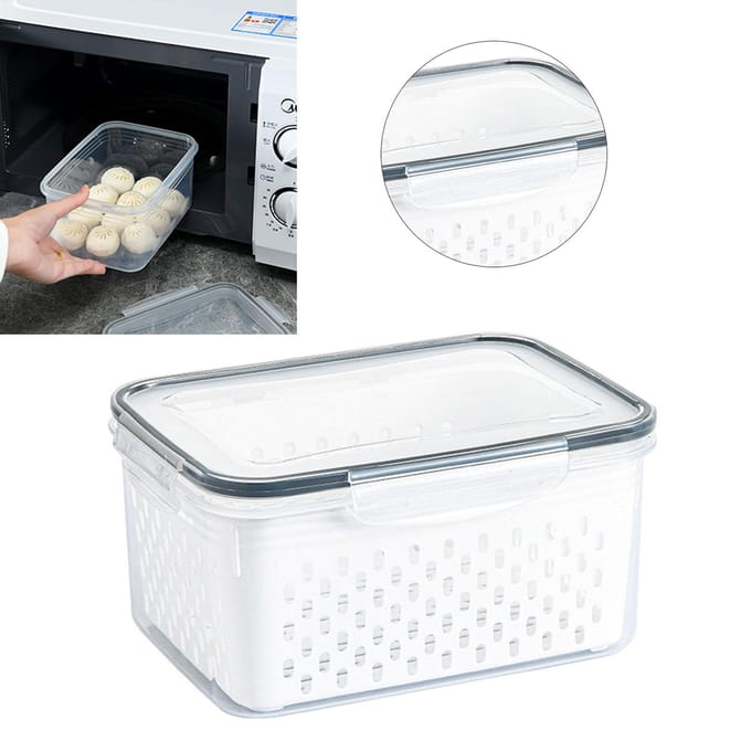 Afdruipopbergmand Doos Transparante Fruit Groente Opbergcontainer voor Keukenbenodigdheden 3300ML white