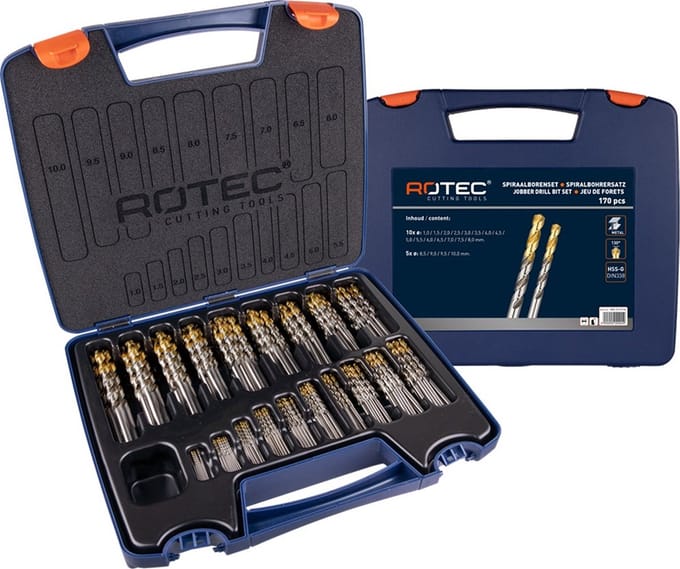 Rotec 170 dlg. ABS-koffer Spiraalb. Geslepen TiN 1,0-10,0x0,5 mm