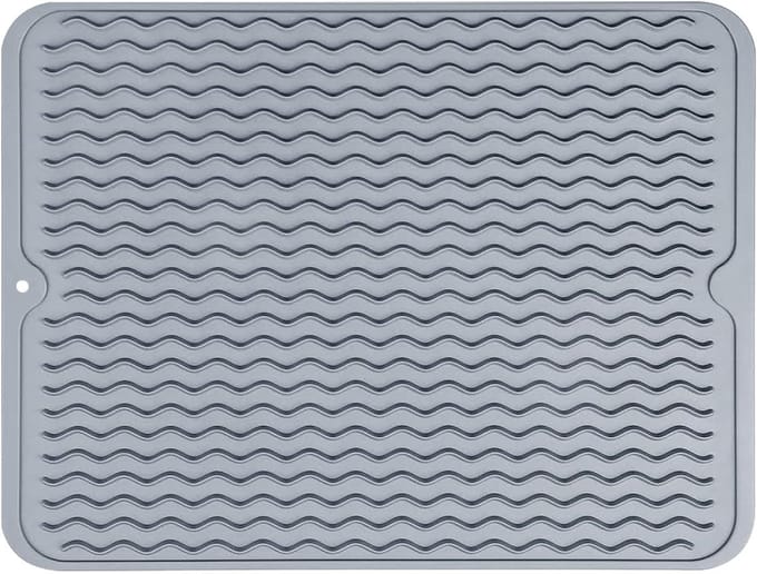 Afdruipmat voor servies - antislip, hittebestendig - 1 stuk - grijs - 40 x 30 cm