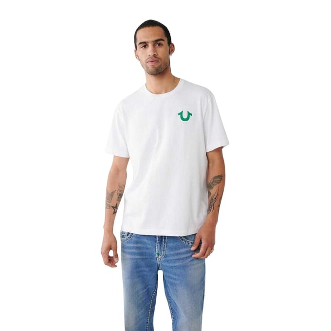 True Religion Heren Heritage T-shirt met rugprint (Optisch Wit)