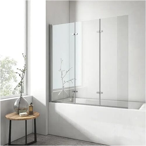 EMKE Badkuipafscheiding 120×140 cm – 6 mm veiligheidsglas, inklapbaar, Nano-coating, makkelijk schoon te maken