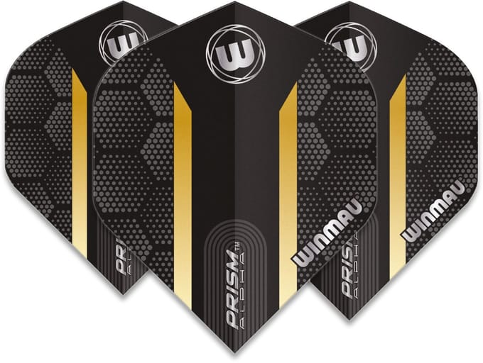 Winmau Prism Alpha Extra Thick Black & Gold Stripe - Dart Flights