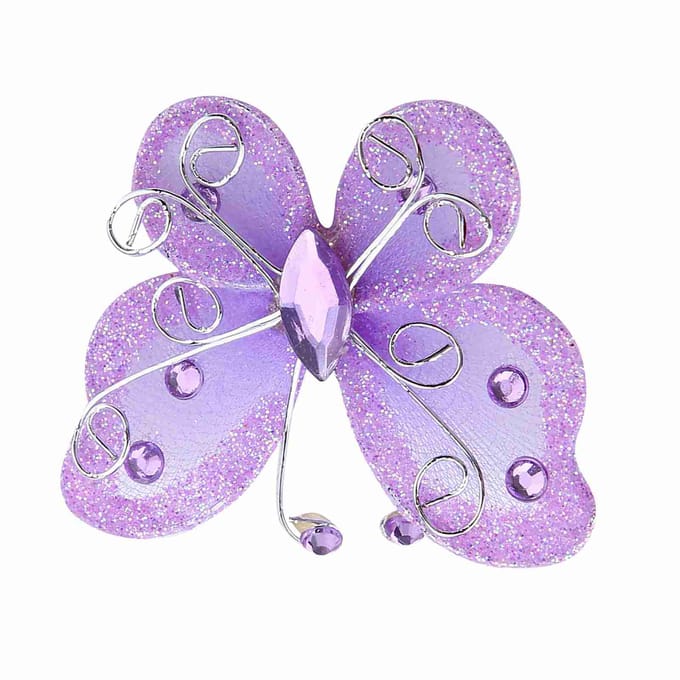 24 stuks Transparant Gaas Draad Glitter Vlinder Bruiloft Feest Kleding Decoratie DIY Benodigdheden Paars white