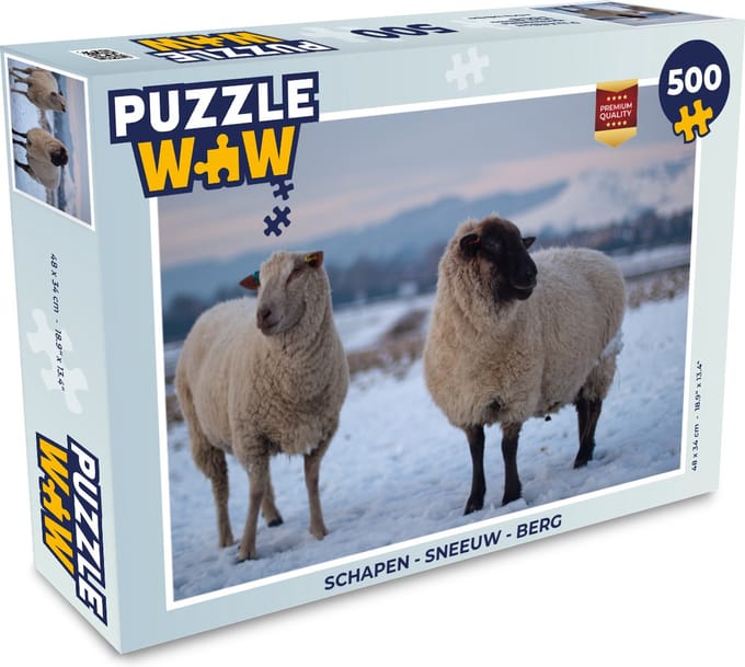 Puzzel Schapen - Sneeuw - Berg - Legpuzzel - Puzzel 500 stukjes