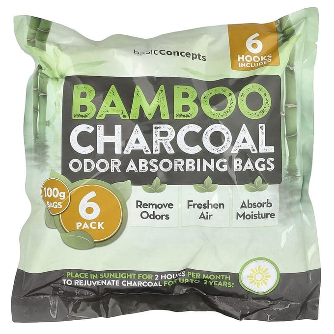 Bamboe Houtskool, Geur Absorberende Zakjes, 6 Stuks
