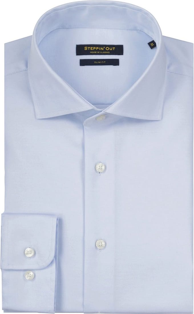 Steppin' Out Overhemd Slim-Fit Twill Lichtblauw - Maat 3XL - Heren - Overhemden Formeel