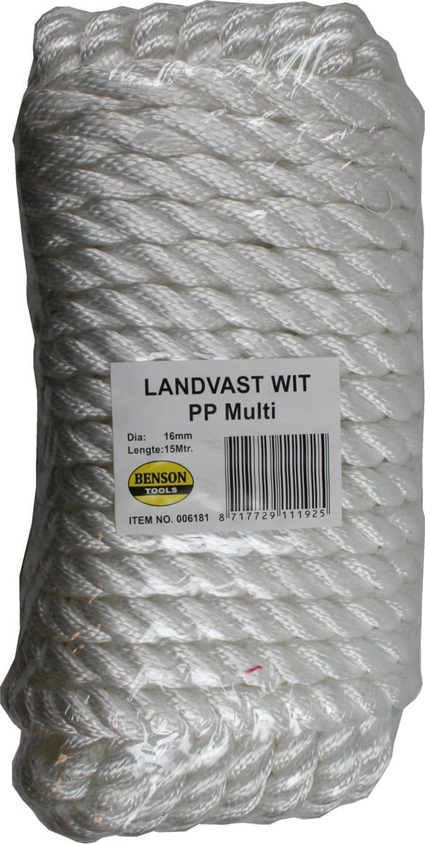 Landvast 16 mm x 15 meter  Wit