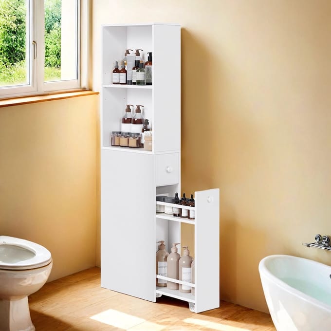 MAZAZU - Badkamermeubel - Met laden - Classic Wit - 40x18x134.4