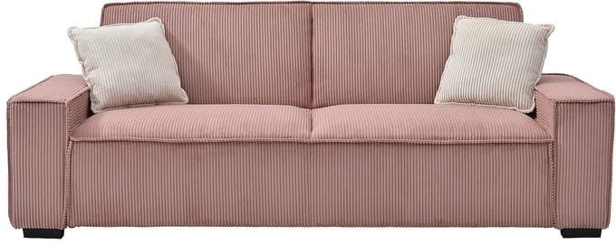 Vente-unique Uitschuifbare driezitsslaapbank van roze ribfluweel SEKOTA