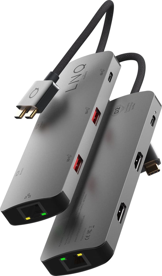 LINQ Connects 7-in-2 Pro USB-C Hub – Dual 4K HDMI, 10Gbps & Ethernet voor MacBook M1/M2