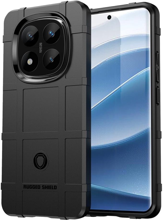 MobyDefend Hoesje - Geschikt voor Xiaomi Redmi Note 14 Pro Plus - Rugged Shield TPU Backcover - Zwart