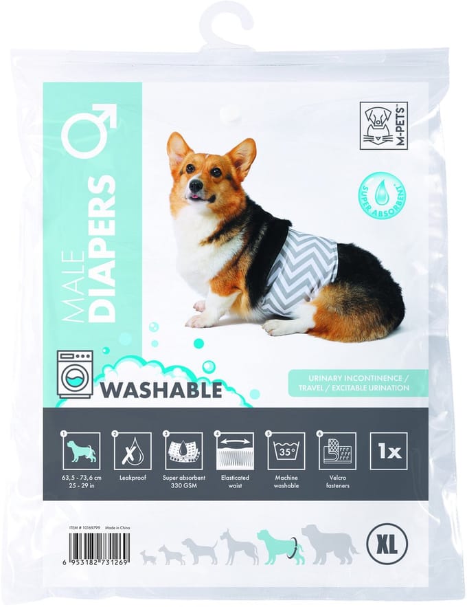 Mpets Wasbare Luier - Training & Gedrag - 64x74 cm Wit Grijs Voor Reuen Xl
