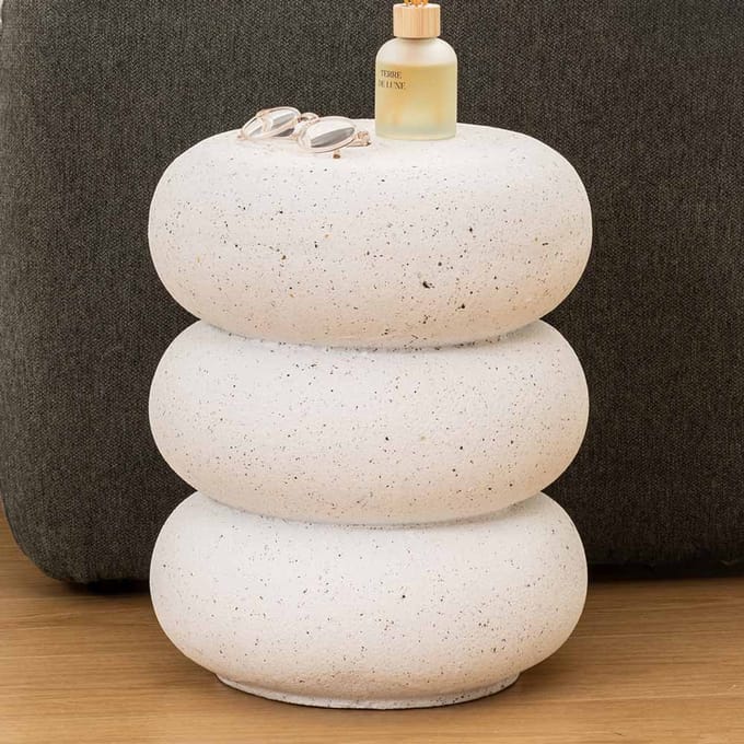 Eazy Living Totem Bijzettafel Ø 35 cm Maël Wit Terrazzo