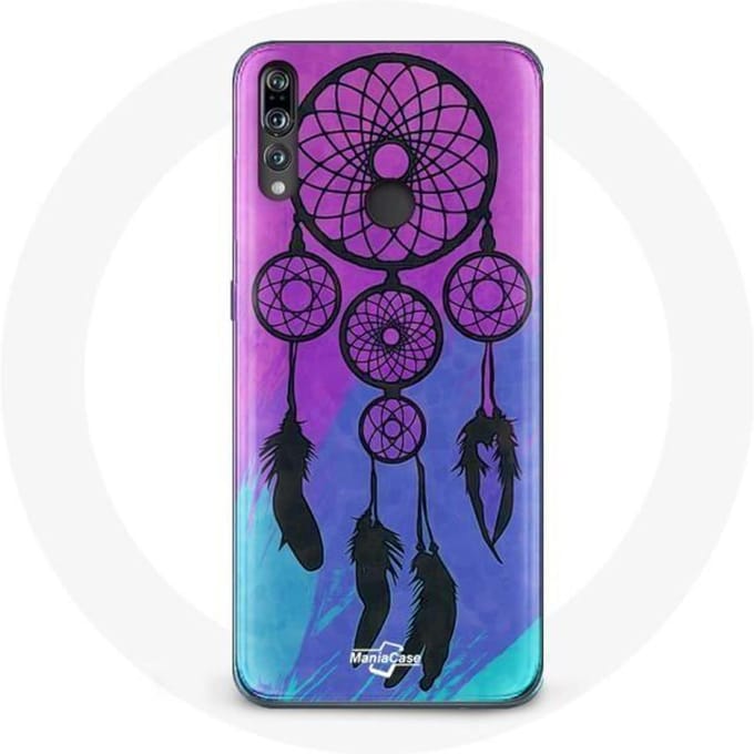 Coque pour Huawei p30 lite Attrape Rêve Noir Fond Bleu et Violet