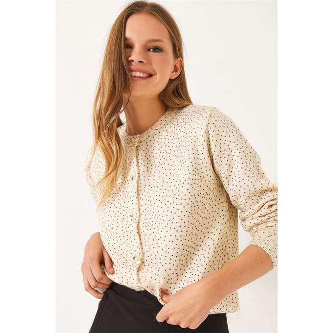 Gespikkelde Jacquard Breisel Cardigan met Knoopsluiting