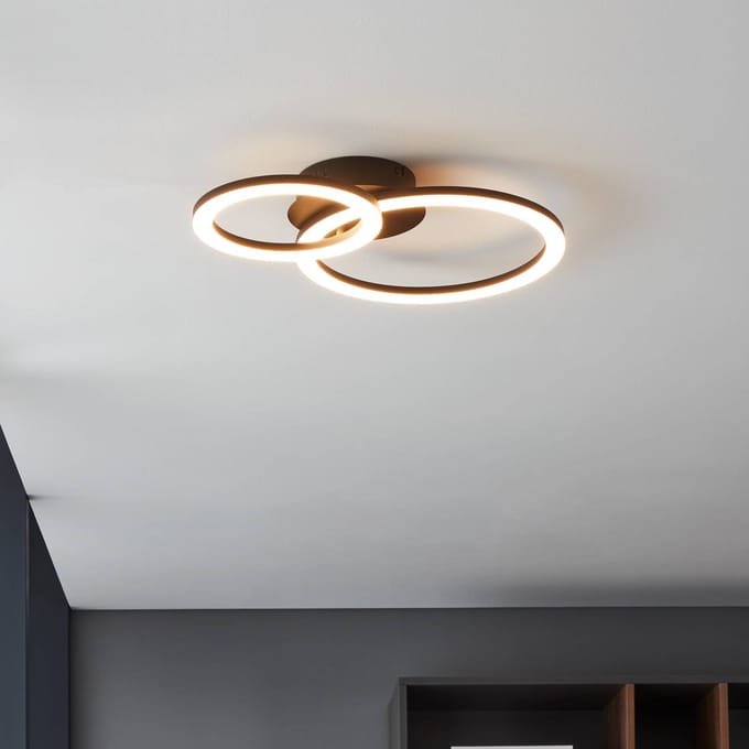EGLO connect.z Parrapos-Z Smart Plafondlamp - 44,5 cm - Zwart/Wit - Instelbaar wit licht - Dimbaar - Zigbee