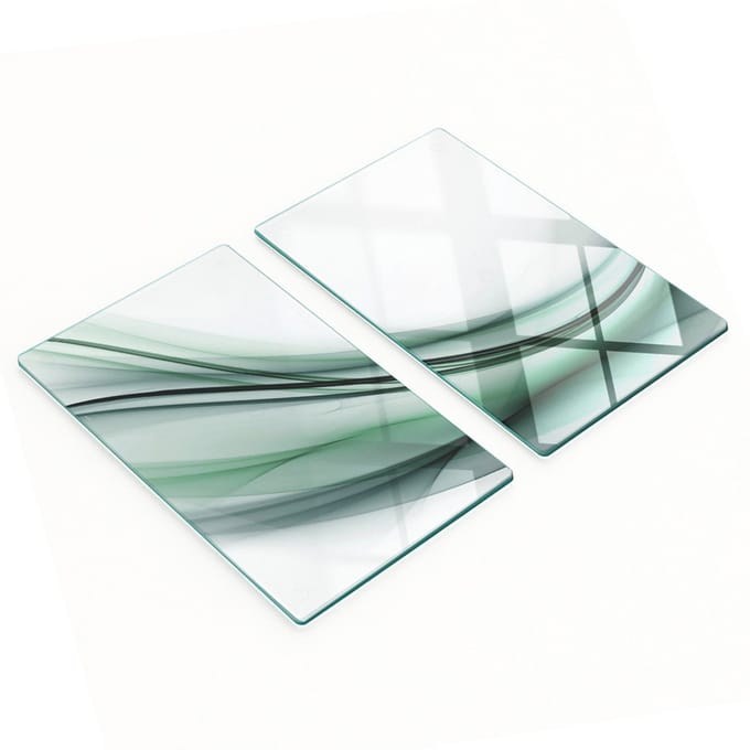 Twee decoratieve snijplanken van gehard glas, abstract, 2x30x52 cm