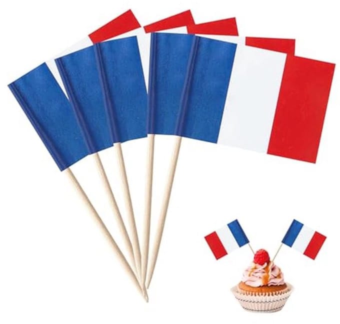 Franse Vlag Tandenstokers - Houten Decoratie voor Feesten - 100 Stuks