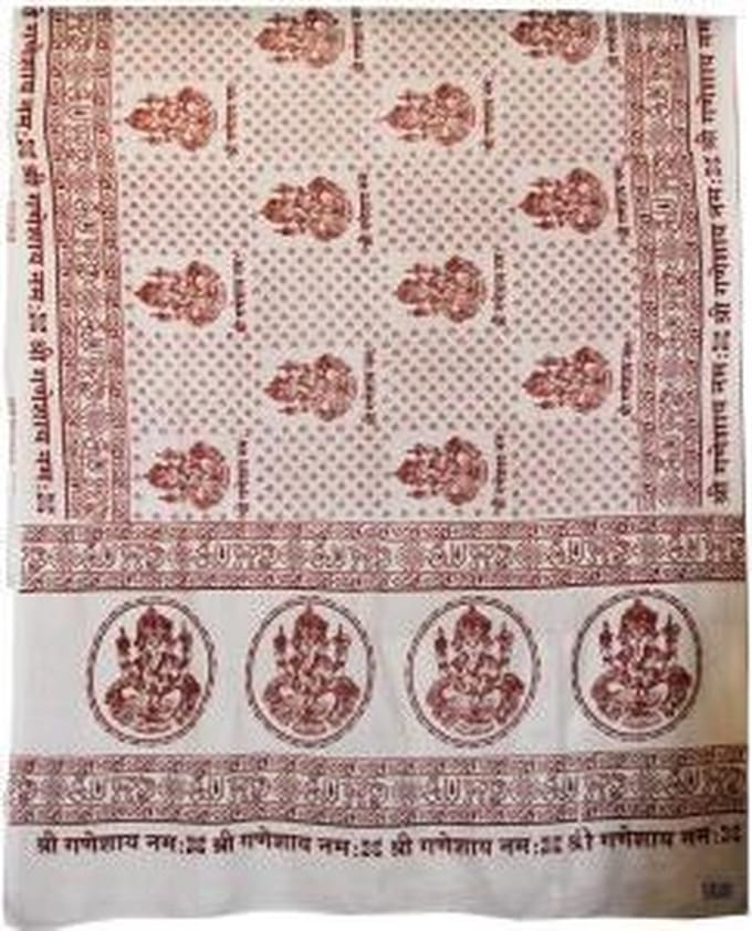 Meditatie omslagdoek met mantra Ganesh, XL, 220 x 106 cm, wit