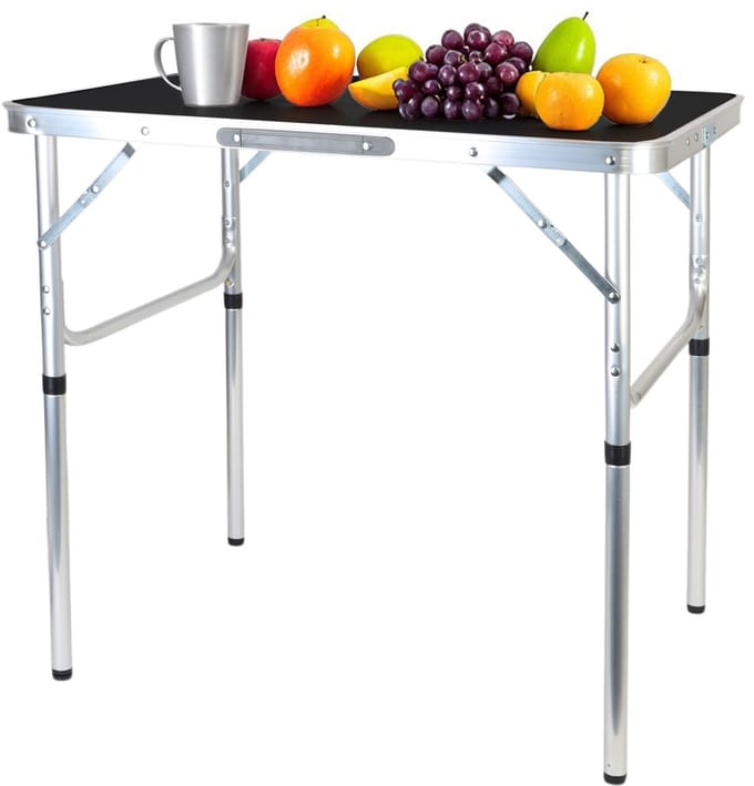 campingtafel hoogte verstelbaar - 70x75x55 cm - met handvat - inklapbaar - zwart