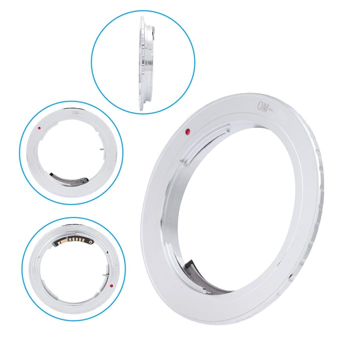 OM-EOS Camera Lens Adapter met Elektrisch Contact voor Olympus OM Lens voor EOS Camera's white