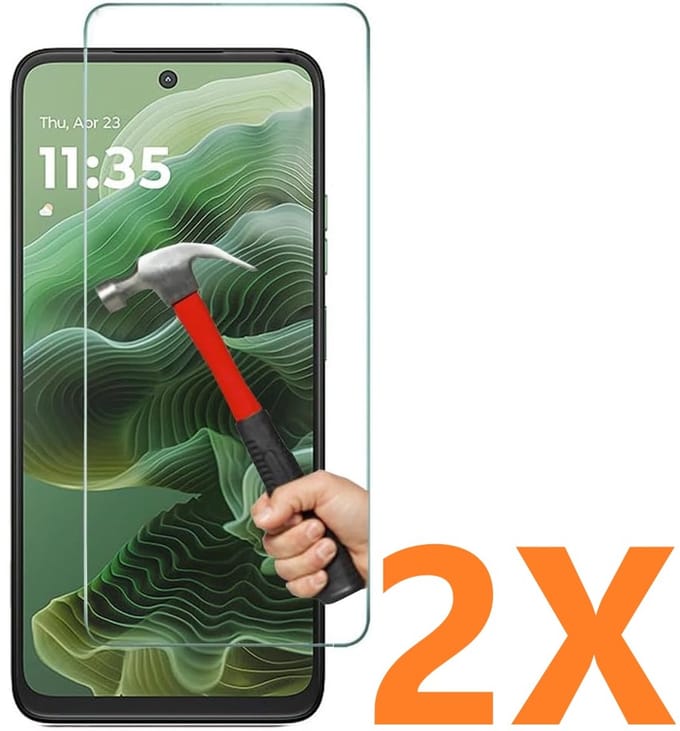 Screenprotector Glas - Tempered Glass Screen Protector Geschikt voor: Motorola Moto G35 5G - 2x