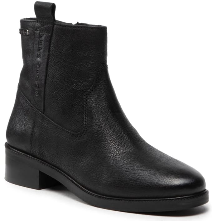 Pepe Jeans Serie - Zwarte Leren Enkellaarsjes - Ritssluiting - 37