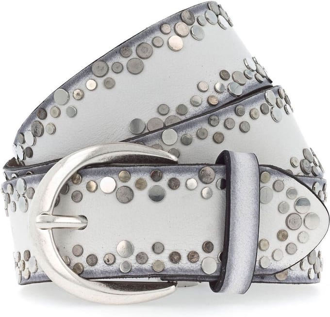 Vanzetti Leren Riem 40mm Rivet Belt W75 White Wit