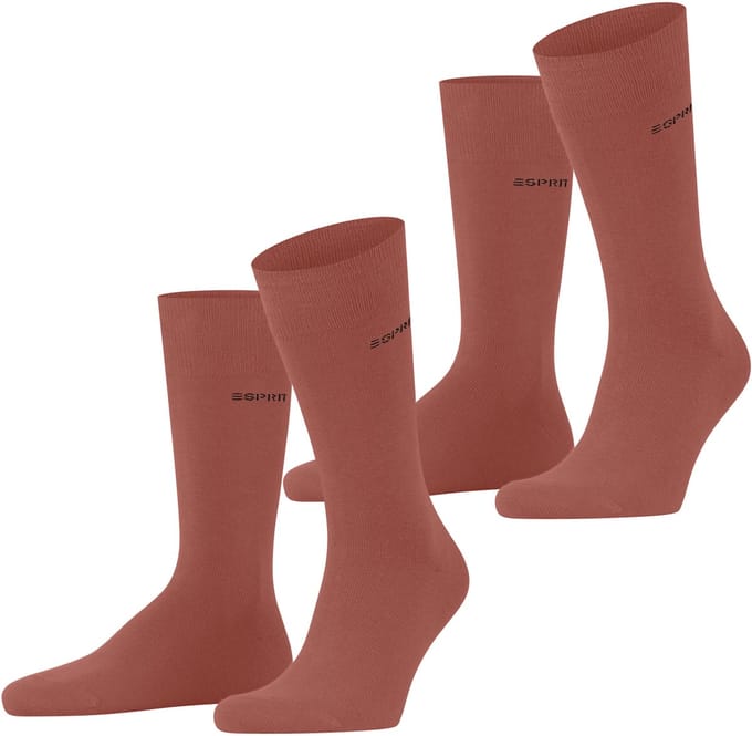 Esprit Basic Uni 2-Pack eenkleurig katoen multipack sokken heren bruin - maat 43-46