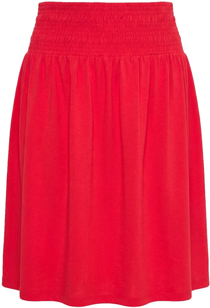 MIAMODA - Dames - Jersey rok A-lijn midilengte elastische gerimpelde tailleband - Neonrood - Maat 46