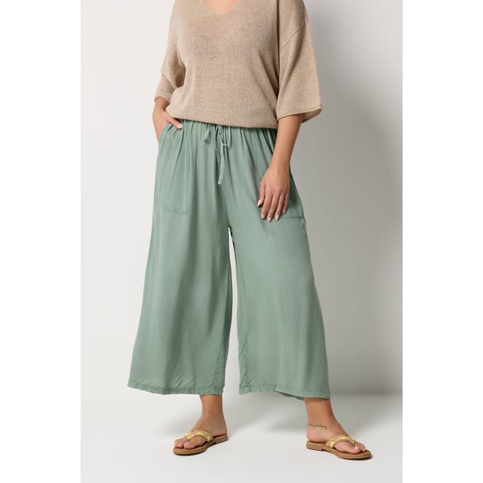 Yours Saliegroene Chambray Culottebroek Size 46