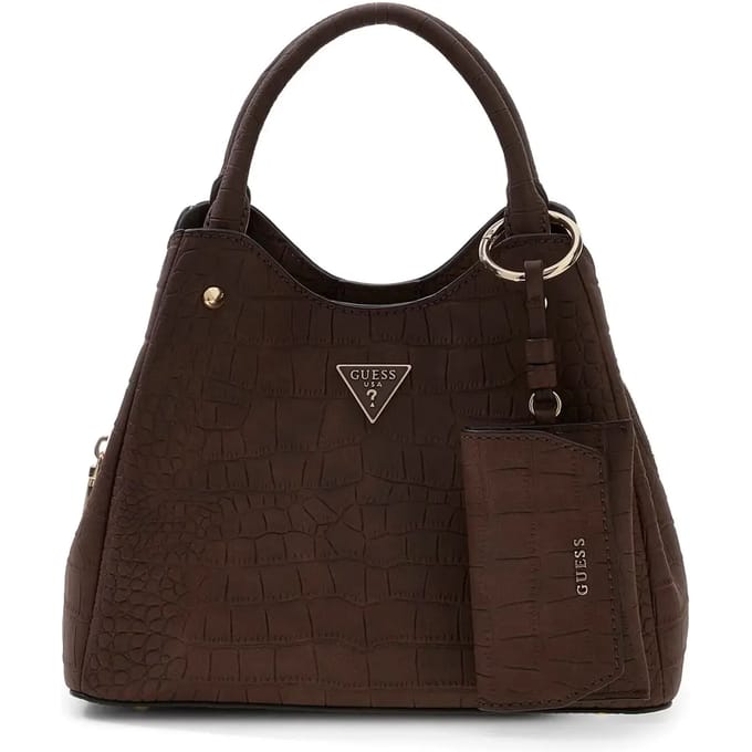 GUESS handtas schoudertas Lorella Logo Girlfriend Tote Espresso donkerbruin