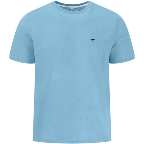 Fynch-Hatton T-Shirt Solid Color Crew Neck Subtle Logo Splashy Ocean / male