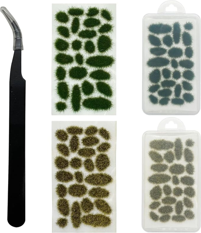 Static Grass Tuft Model Kit 57pcs - Resin Terrain, Tweezers en Kunstgras voor Modelspoor en Landschapsontwerp