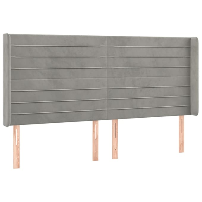 vidaXL - Hoofdbord - LED - 163x16x118/128 - cm - fluweel - lichtgrijs