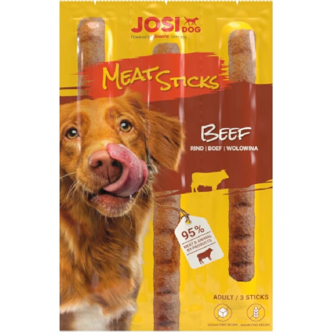 33g JosiDog Meat Sticks met rundvleessnacks voor honden
