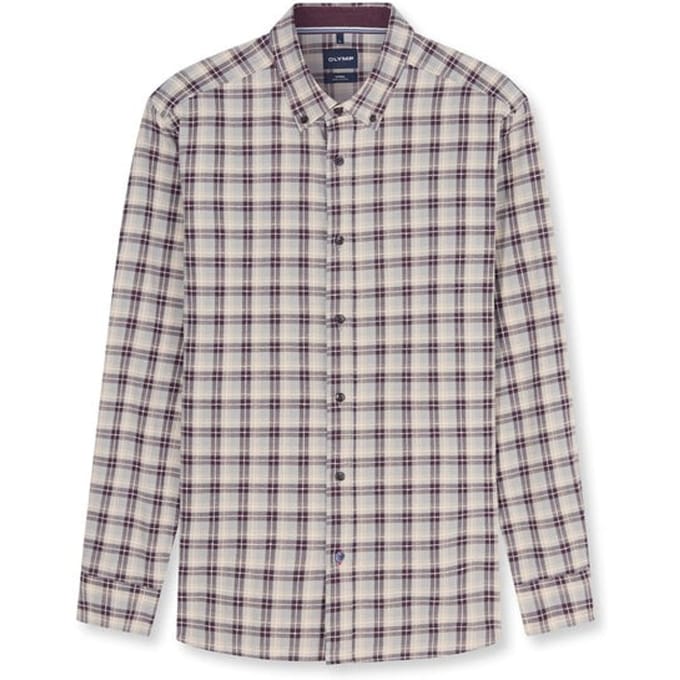 OLYMP Casual Overhemd, Regular Fit, Button-down, Bordeauxrood