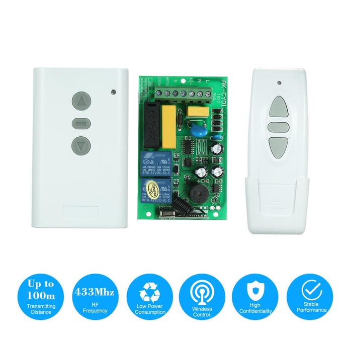 Système de commutation de télécommande sans fil RF Intelligent AC 220V 2CH 433MHz white