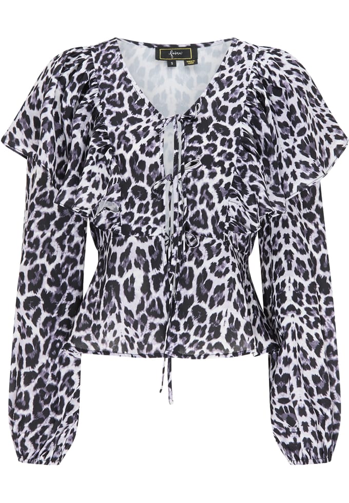 Faina Blouse Dames Zwart Wit Leo