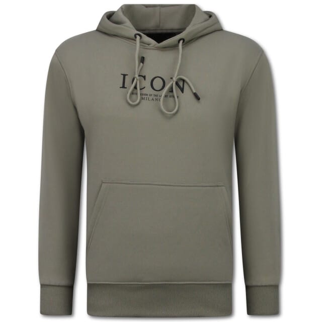 Oversized Hoodie Heren met Capuchon - ICON Milano Print - Dik Geweven - 5812 - Donker Grijs