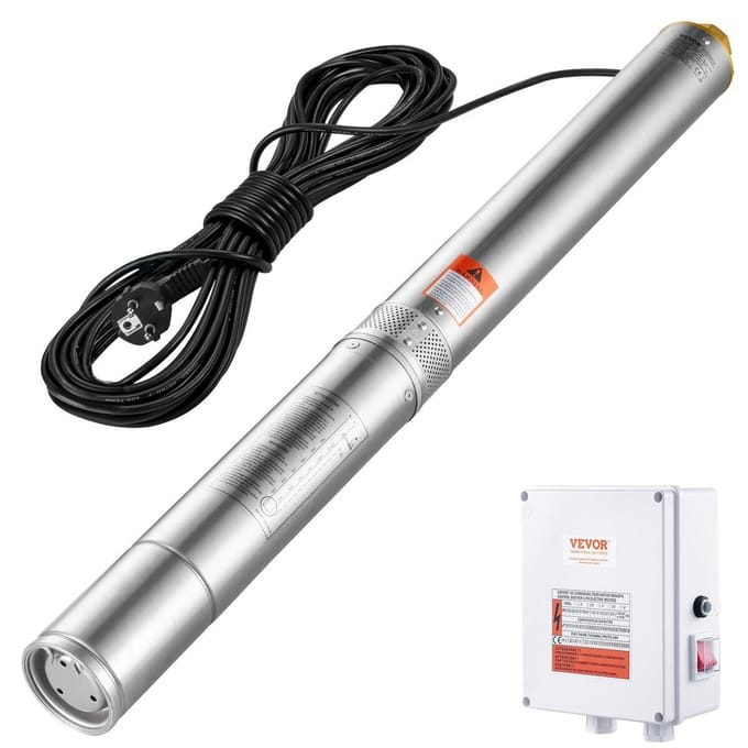 Pompe Submersible pour Puits Profond Pompe à Eau en Acier Inoxydable 2200W 9,8 m³/h 144 m