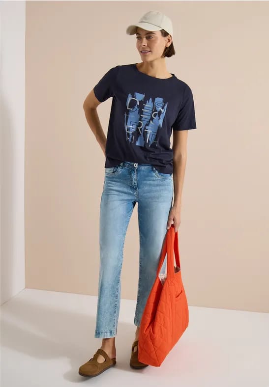 Shirt met ronde hals en opdruk aan de voorkant