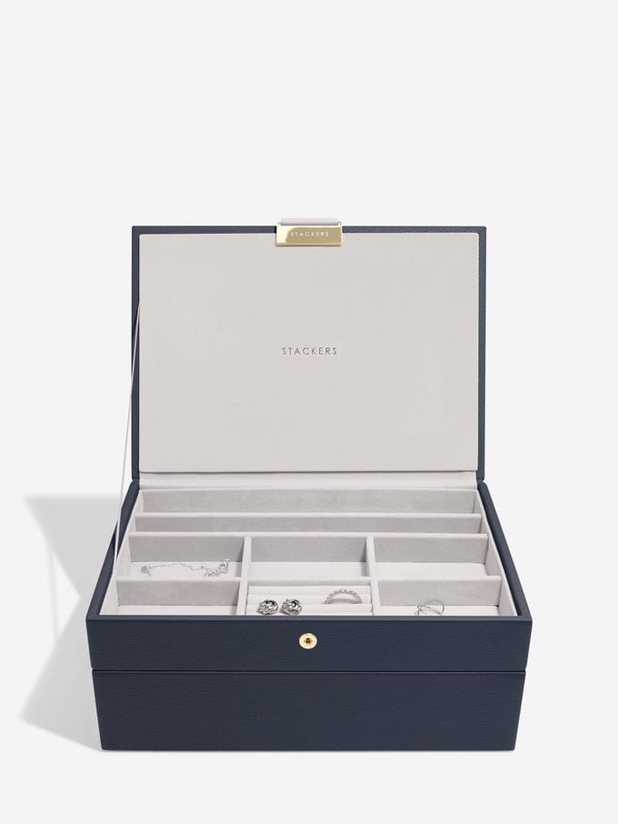 STACKERS NAVY - Sieradendoos - Juwelendoos - Sieradenhouder - Sieraden Organizer - 2-set