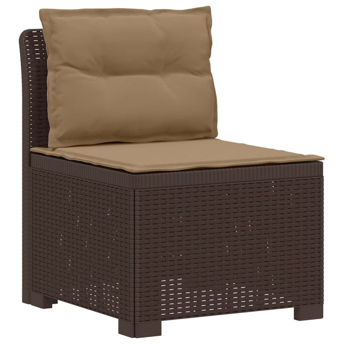 vidaXL - 4-Persoons - Tuin - Sofa - met - Kussens - Rattan - Look - PP - Bruin