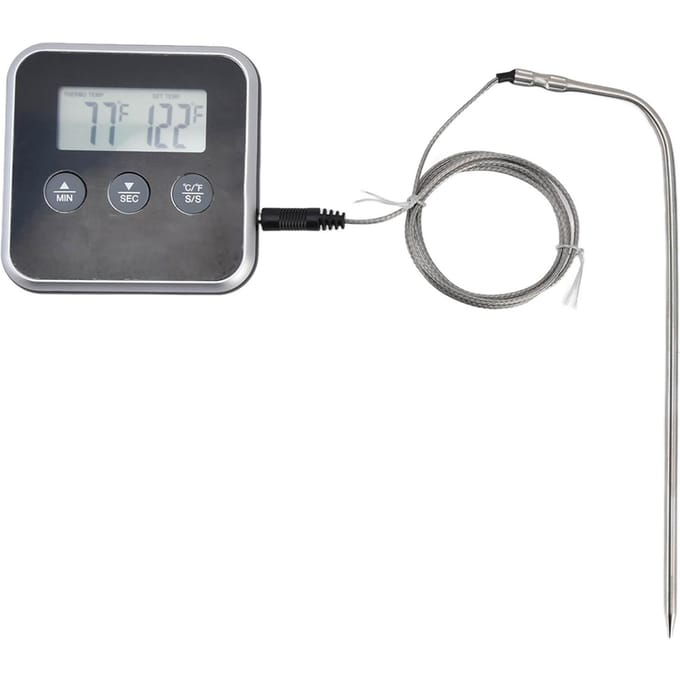 Vleesthermometer Smart 3 Knoppen Digitaal LED Display Multifunctionele Oventhermometer met Sonde zwart