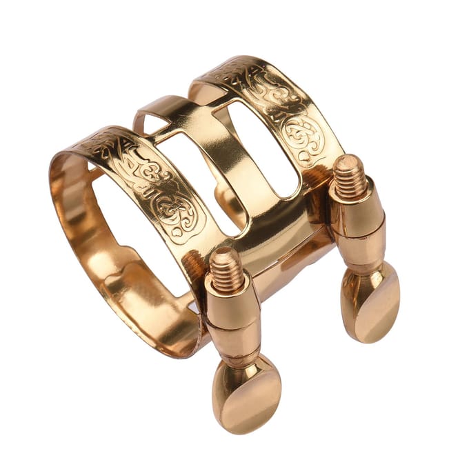 Dubbele schroefverstelling Saxofoonrietbinder Compacte duurzame Saxrietbinder met mondstukkap voor without saxophone cap goud
