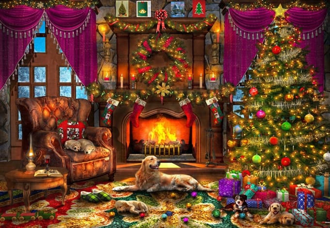 Bluebird Puzzle kerst legpuzzel Cosy Christmas Room - 1000 stukjes.