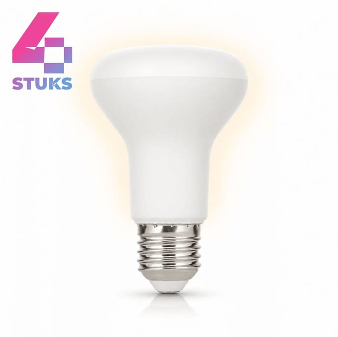 4x Reflector Spaarlamp E27 - 11W - Warm Wit Licht (2700K) - 660 lm - 8 jaar - Niet Dimbaar - R63