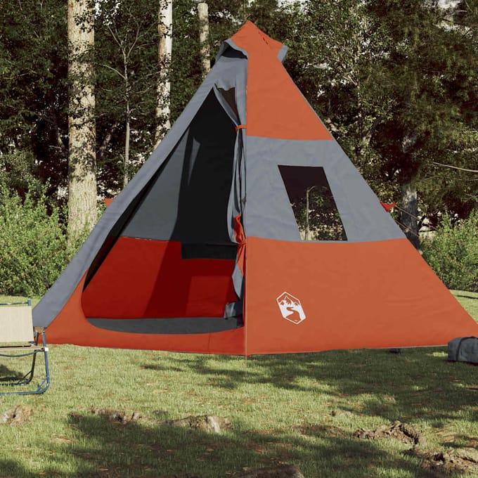 Tipi Tente de Camping pour 7 Personnes Orange Imperméable
