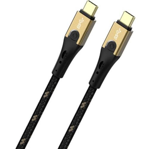 Oehlbach D1C9530 USB-kabel USB 3.2 Gen2 USB-C stekker, USB-C stekker 0.50 m Zwart/goud Afgeschermd (drievoudig)